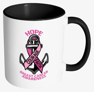 Hope Courage Faith Breast Cancer Awareness Pink Ribbon - Mug, HD Png Download, Free Download
