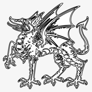 Simple Dragon Clipart Coloring Book 9 Black And White - Coloring Book, HD Png Download, Free Download