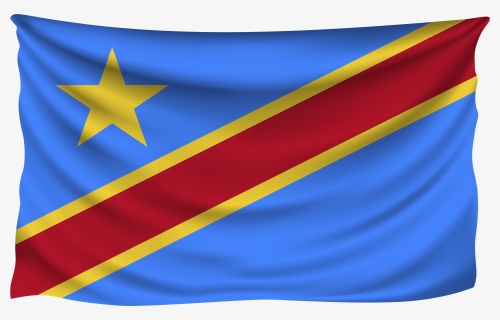 Democratic Republic Of The Congo Wrinkled Flag Clipart - Democratic Republic Of Congo Flag Png, Transparent Png, Free Download