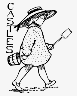Girl Sand Castle Clip Arts - Victorian Girl Illustration, HD Png Download, Free Download