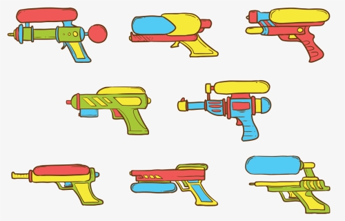 Watergun Icons Vector - Cartoon Drawing Of Water Gun, HD Png Download, Free Download