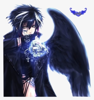 Anime Fallen Angel Male , Png Download - Anime Black Angel Wings, Transparent Png, Free Download