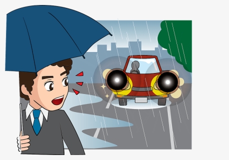 Man Rain Car Headlight Clipart - 無料 イラスト ライト 自動車, HD Png Download, Free Download