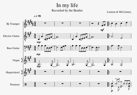 In My Life The Beatles Sheet Music For Trumpet, Guitar, - My Life Trumpet Beatles, HD Png Download, Free Download