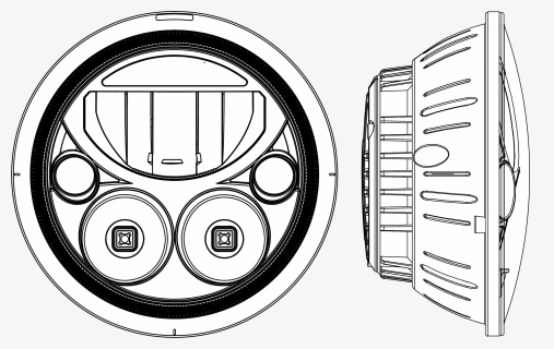 75 Inch Headlight 2d Drawing Front And Side - Circle, HD Png Download, Free Download