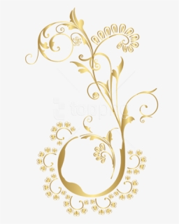 Free Png Download Gold Floral Element Clipart Png Photo - Gold Flower Clipart Png, Transparent Png, Free Download