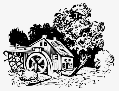Water Mill Vector Illustration - Water Mill Png, Transparent Png, Free Download