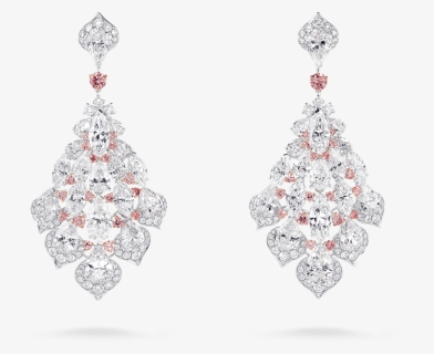 White And Pink Diamond Feather Earrings 09 01 1381 - David Morris Diamond Earrings, HD Png Download, Free Download