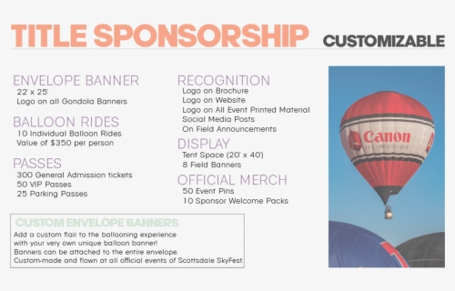 Title Sponsorship - Hot Air Balloon, HD Png Download, Free Download