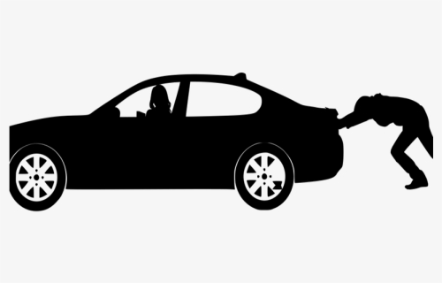 Can A Car Run Without A Battery - Car Silhouette People Pushing Car, HD Png Download, Free Download