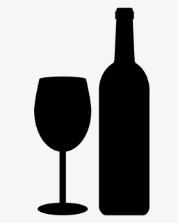 Wine Glass And Bottle Silhouette, HD Png Download, Free Download