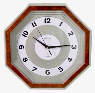 Octagon Shape Quartz Wood Finish Wall Clock - Clock, HD Png Download, Free Download