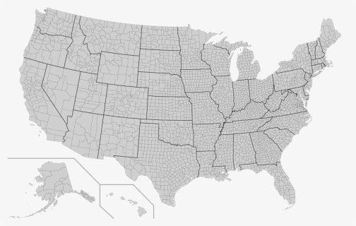 142 County Dan Daerah Setara County Di Amerika Serikat - United States County Map Blank, HD Png Download, Free Download