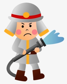 Fire Fighter Man Clipart - 消防 放水 イラスト, HD Png Download, Free Download