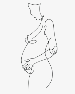 Pregnancy - Pregnant Woman One Line Drawing Png, Transparent Png, Free Download