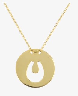 Horseshoe In Round Plaque Yellow Gold Necklace - Necklace, HD Png Download, Free Download