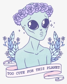 Alien, Planet, And Grunge Image - Kawaii Aliens, HD Png Download, Free Download