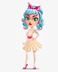 Minty Curl The Sexy Pinup Girl Vector Cartoon Character - Makeup Cartoon Sexy Girl, HD Png Download, Free Download