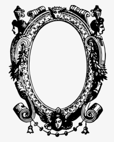 Ornate Border With Banner Transparent - Vintage Mirror Drawing Png, Png Download, Free Download