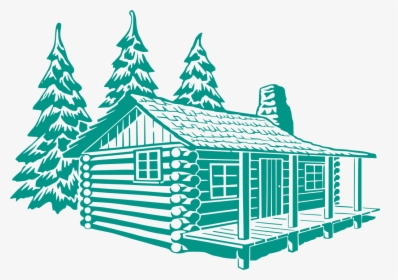Forest Wood Trees Free Image Icon Silh - Log Cabin Line Drawing, HD Png Download, Free Download