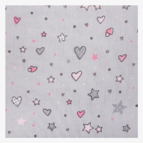 Cotton Poplin Printed Hearts And Stars Grey - Patchwork, HD Png Download, Free Download