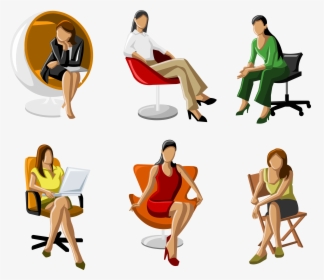 Vector Business Woman Sitting Png Download - Free Vector Download People, Transparent Png, Free Download