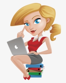 Laptop Woman Illustration - Бухгалтера Png, Transparent Png, Free Download