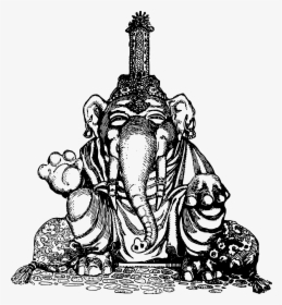 Ganesha Mahadeva Hinduism Asian Elephant T-shirt - Ganesha Drawings In White And Black, HD Png Download, Free Download