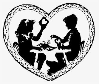 Two Children Making Valentines Clip Arts - Valentine Black And White, HD Png Download, Free Download