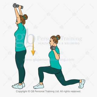 Dumbbell Reverse Lunge And Press, HD Png Download, Free Download
