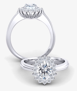 Di Prong Halo - Engagement Ring, HD Png Download, Free Download