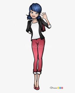 How To Draw Marinette, Ladybug And Cat Noir - Marinette Miraculous Ladybug Drawing, HD Png Download, Free Download