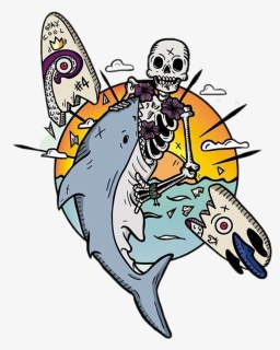 #ocean #surf #shark #bones #dead - Shark Cartoon Bones, HD Png Download, Free Download