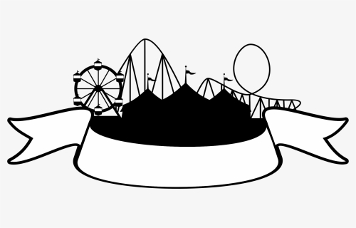 Circus Fair Ribbon Clip Arts - Amusement Park Silhouette Png, Transparent Png, Free Download