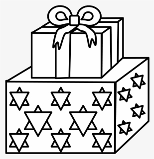 Gifts, Stacked, Hanukkah, Black And White - Cartoon Hanukkah Black And White, HD Png Download, Free Download