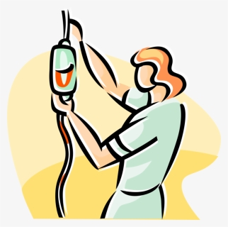 Vector Illustration Of Health Care Nurse Replacing - Nurse With Iv Cartoon Png, Transparent Png, Free Download