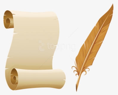 Free Png Download Scrolled Paper And Quill Pen Clipart - Paper And Quill Transparent, Png Download, Free Download
