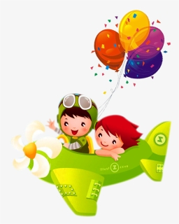 Airplane Material Cartoon Child Free Download Png Hd - Balloon And Airplane, Transparent Png, Free Download