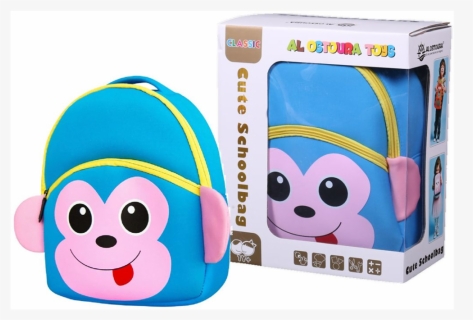 Cute Monkey School Bag Kindergarten Backpack - Backpack, HD Png Download, Free Download