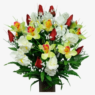 Red Tulip & White Iris Mix - Flower Bouquet, HD Png Download, Free Download