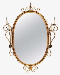 M#century Italian Oval Illuminated Mirror In Faux Bamboo - Circle, HD Png Download, Free Download
