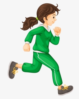 Running Girl Cartoon - Girl Running Clipart Transparent, HD Png Download, Free Download
