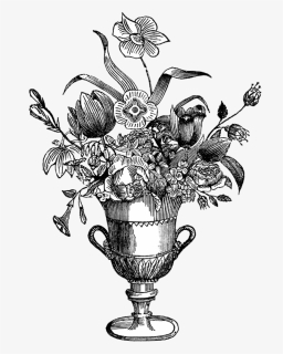 Transparent Flower Vase Png - Vase And Flowers Clipart Png Black And White, Png Download, Free Download