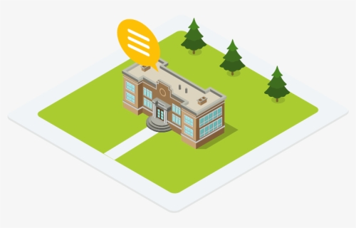 A School Building With A Speech Balloon Above It - Illustration, HD Png Download, Free Download