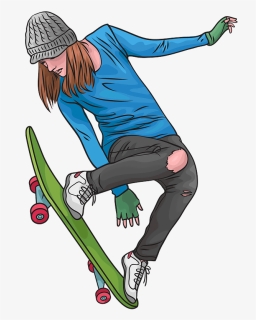 Girl Skateboarding Clipart - Girl Skateboarding Png, Transparent Png, Free Download