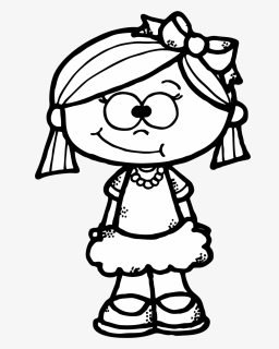 Cute Girl Clipart Freebie - Girl Black And White Clip Art, HD Png Download, Free Download