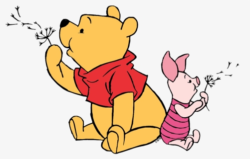 Pooh, Piglet Blowing Dandelion Fuzz - Winnie The Pooh And Piglet, HD Png Download, Free Download