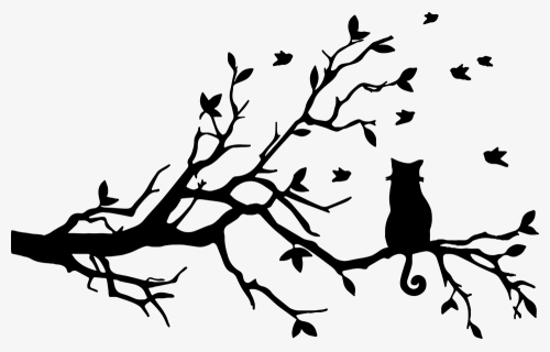 Cat In Tree Silhouette, HD Png Download, Free Download