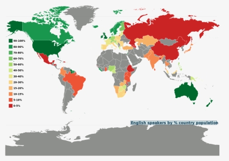 English Language World Map, HD Png Download, Free Download
