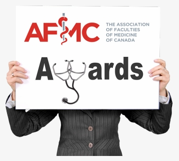 Woman Holding Banner That Says Afmc Awards, HD Png Download, Free Download